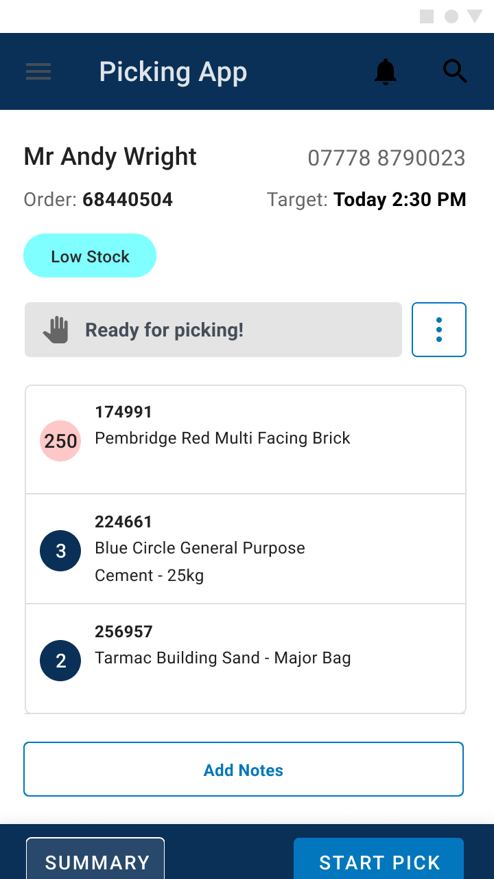 Order ready for picking